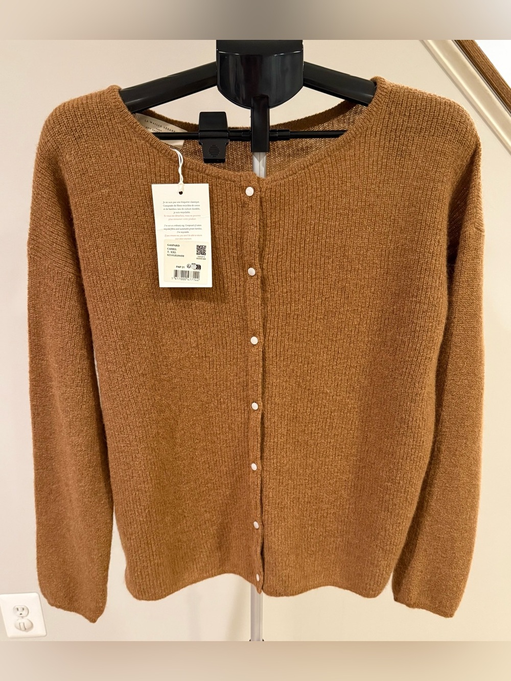 Sezane Gaspard Cardigan Sweater Camel NWT XXL